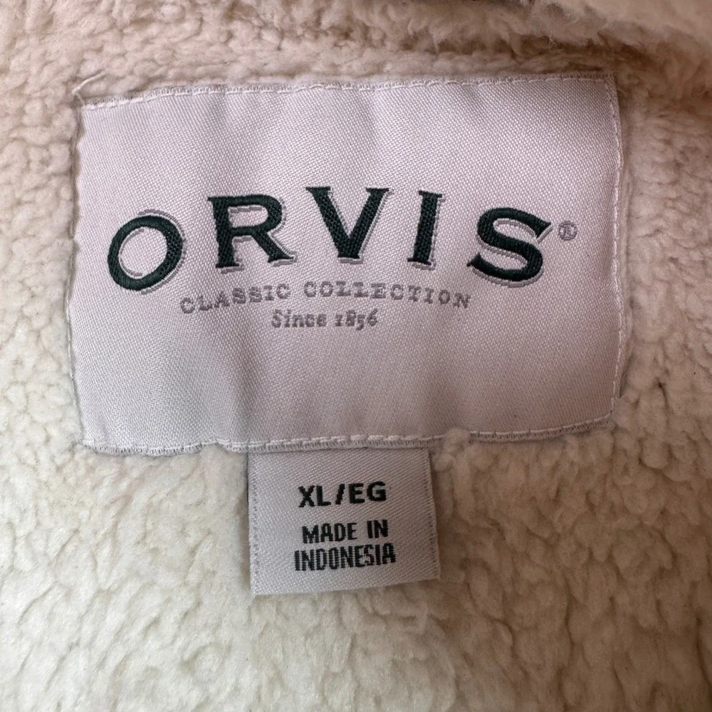 Orvis Men XL Classic‎ Collection Gray Textured Sherpa 1/4 Zip Pullover Jacket